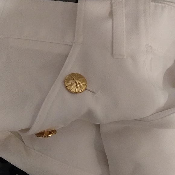 Zara white high rise gold buttoned straight trousers - Picture 3 of 4